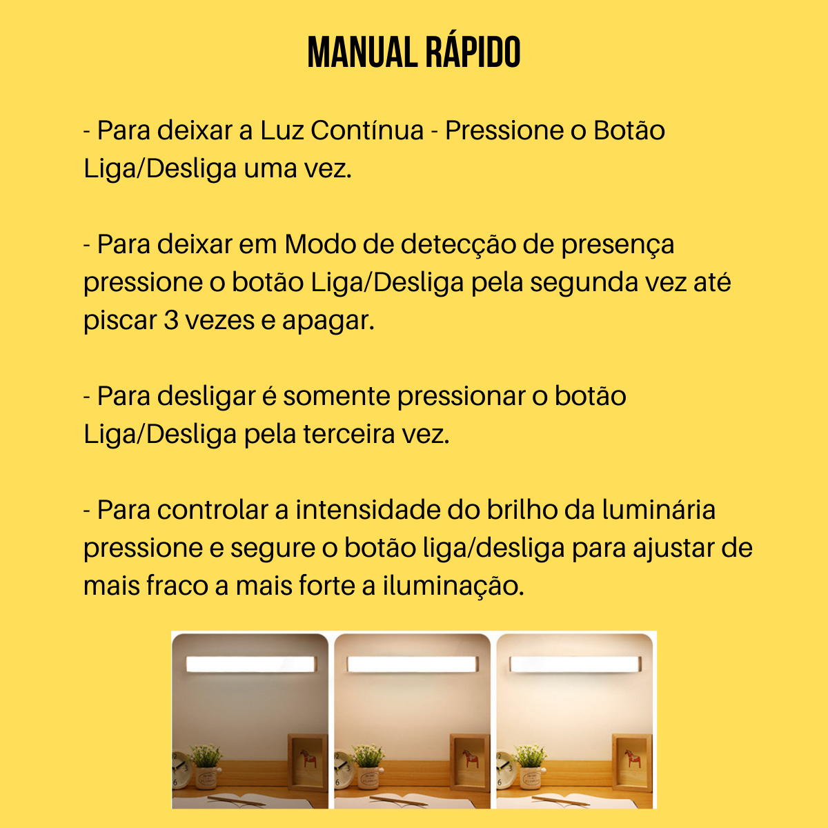 3 Luminárias Lâmpada Led 5w Barra 50cm Usb Sensor de Presença Movimento Brilho Ajustável para Closet - 9