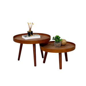 Mesa Centro Madeira Pé Palito Sala Estar Redonda Escritório Mesinha Decorativa Recepção: Tampos Made
