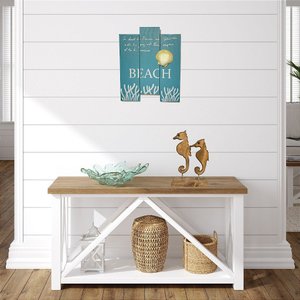 Placa Decorativa Náutica Beach Decoração de Parede em Madeira