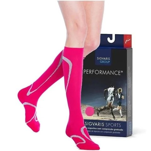 Meia 3/4 Esporte Performance CORRIDA/CICLISMO 20-30 Sigvaris ROSA CHOQUE P1