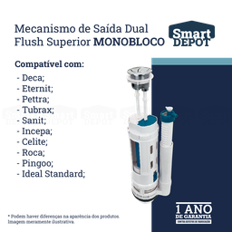 Mecanismo Caixa Acoplada Monobloco Smart Depot com Botão Superior Duplo para Deca Incepa Celite - 7