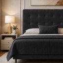 Ver imagem 2 de Cabeceira para Cama Casal Estofada 1,38 ,Mts Liz Vilajo: Suede Preto