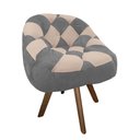 Ver imagem 2 de Poltrona Paloma Escritório Sala Giratória Madeira Suede Cinza e Suede Bege Rosado - Dominic Decor