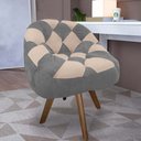Ver imagem 1 de Poltrona Paloma Escritório Sala Giratória Madeira Suede Cinza e Suede Bege Rosado - Dominic Decor