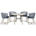Ver imagem 1 de Mesa com 4 Cadeiras de Jantar Roma 100cm e Noronha em Aluminío Fendi Corda Nautica Estofado 12 Trama