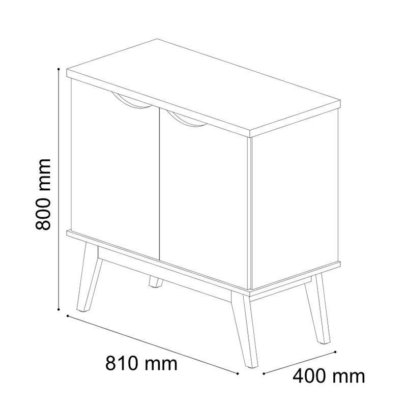 Buffet Aparador Pequeno 2 Portas 81cm Prism Patrimar Branco/cinamomo - 6