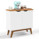 Ver imagem 1 de Buffet Aparador 2 Portas 81cm Pés Madeira Maciça Branco/Cinamomo Prism