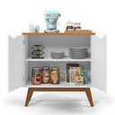 Ver imagem 2 de Buffet Aparador 2 Portas 81cm Pés Madeira Maciça Branco/Cinamomo Prism