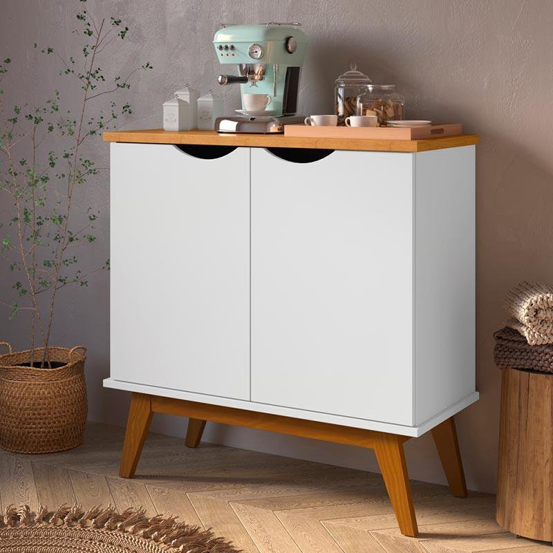 Buffet Aparador Pequeno 2 Portas 81cm Prism Patrimar Branco/cinamomo - 5