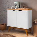 Ver imagem 5 de Buffet Aparador 2 Portas 81cm Pés Madeira Maciça Branco/Cinamomo Prism