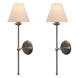 Kit 2 Luminárias Parede Cúpula Tecido Algodão Sala Bronze G - 1