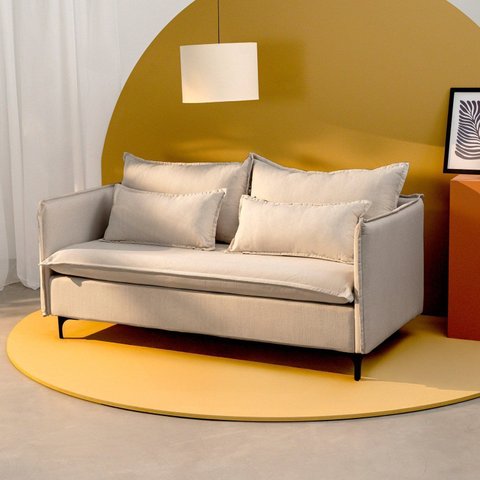 Sofá Modular 2 Lugares Pé Metal Sôma CabeCasa MadeiraOriginals Bege Natural