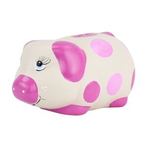 Cofre Porco Médio Cerâmica: Rosa