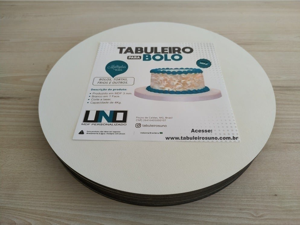 Cake Board Para Confeitaria em Mdf 1 Face Branco Ø 18 E 26 Cm Com 40 Atacado - 5