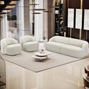 Ver imagem 6 de Sofá 4 Lugares Curvo Orgânico com 02 Poltronas Living 280cm Barolo L06 Bouclê Off White