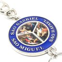 Ver imagem 2 de Chaveiro Dos Tres Arcanjos Extragrande Com Mosquete Prata Velha