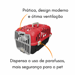 Caixa Transporte Para Cães Gatos Animais Até 6Kg Joy N1 Furacão Pet Caixa de Transporta Joy N1 Verme - 6