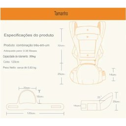 Canguru Carregador Bebe Criança Passeio Viagem Bolso Alça Ergonomico Ajustavel Macio Confortavel Seg - 10