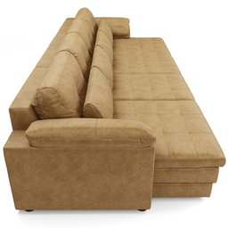 Sofá Retrátil para Sala de Estar 6 Lugares 414cm Riza S03 Couro Soft Bege - Lyam Decor - 14