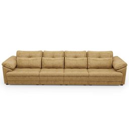Sofá Retrátil para Sala de Estar 6 Lugares 414cm Riza S03 Couro Soft Bege - Lyam Decor - 6
