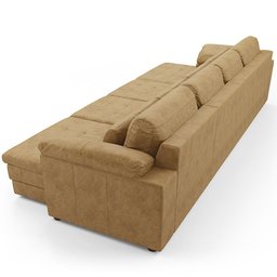 Sofá Retrátil para Sala de Estar 6 Lugares 414cm Riza S03 Couro Soft Bege - Lyam Decor - 16