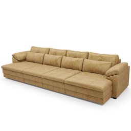 Sofá Retrátil para Sala de Estar 6 Lugares 414cm Riza S03 Couro Soft Bege - Lyam Decor - 11