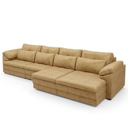 Sofá Retrátil para Sala de Estar 6 Lugares 414cm Riza S03 Couro Soft Bege - Lyam Decor - 9