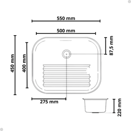 Tanque Lavanderia Aço Inox Escovado 55x45 com Válvula - 6