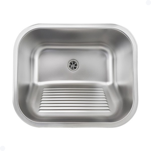 Tanque Lavanderia Aço Inox Escovado 55x45 com Válvula