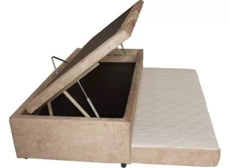 Cama Box Baú 3 em 1 Viúva Com Cama Auxiliar Espuma Ortopédica Firme 1,28 x 1,88 x 046 - Sued Cinza