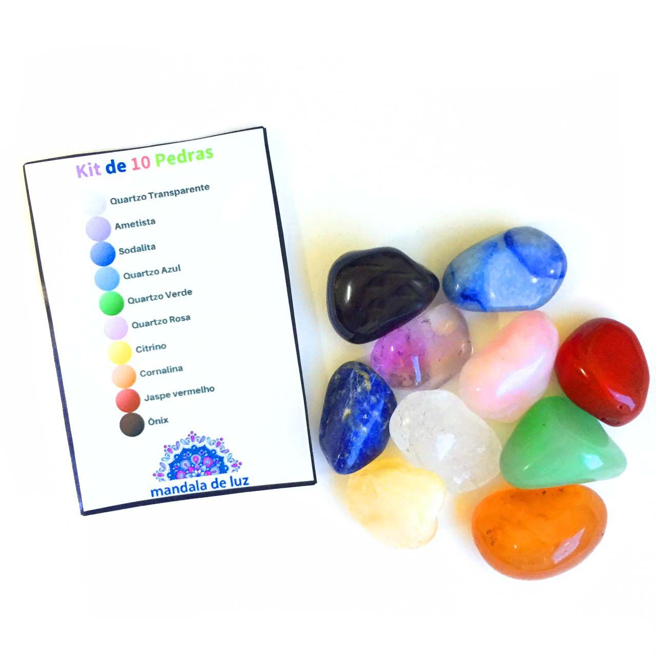 Kit de 10 Pedras Roladas Mistas Mix Cristais Selecionados Pedra e Cristal - M - 5