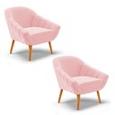 Ver imagem 1 de Kit 2 Poltronas Giovana Suede Rosa Bebê Pés Palito Castanho - D'Rossi