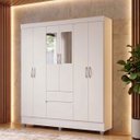 Ver imagem 1 de Guarda Roupa Casal 6 Portas 2 Gav Espelho Roupeiro Quarto Branco