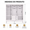 Ver imagem 3 de Guarda Roupa Casal 6 Portas 2 Gav Espelho Roupeiro Quarto Branco