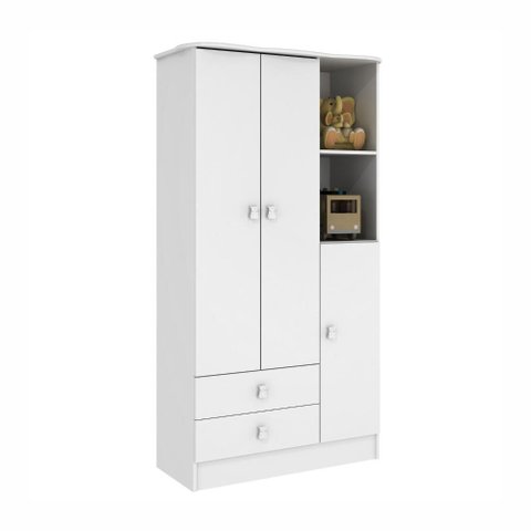 Guarda Roupa Infantil Percasa 3 Portas Mdp 186cm com Prateleiras Branco
