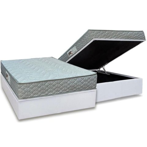 Conjunto Box Baú Casal: Colchão Espuma Paropas D45 Pasquale Gray + Base Crc Linhão White (138x188
