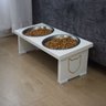 Comedouro Elevado Pet Gato Mdf Duo - Inox - 1
