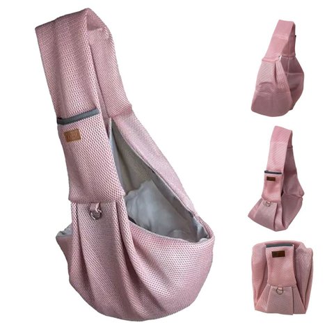 Bolsa de Transporte Canguru Pet Gato Cao Animal Malha Respiravel Tira de Ombro Tecido Confortavel Re
