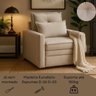 Poltrona Cama Assento Dobrável Estofada Veludo Bege - 7