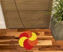 Ver imagem 1 de Tapete Capacho Redondo, Laranja, Amarelo e Vermelho para Decoração.