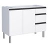 Gabinete Ga para Cozinha 1.15 Cm em Aço com Puxadores e Pés em Aluminío Cor Branco Cmax - 1
