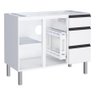 Gabinete Ga para Cozinha 1.15 Cm em Aço com Puxadores e Pés em Aluminío Cor Branco Cmax - 2