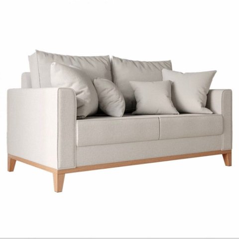 Sofá 2 Lugares 1.40 Beny Base De Madeira Linho:Creme