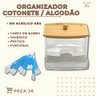 Porta Cotonetes Tampa de Bambu Suporte Organizador Higiênico Hastes Flexiveis Algodão Banheiro Casa - 3