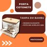 Porta Cotonetes Tampa de Bambu Suporte Organizador Higiênico Hastes Flexiveis Algodão Banheiro Casa - 4