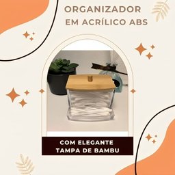 Porta Cotonetes Tampa de Bambu Suporte Organizador Higiênico Hastes Flexiveis Algodão Banheiro Casa - 6