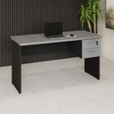 Ver imagem 1 de Mesa Escrivaninha Retangular 135cm x 60cm Tampo 30mm com Gaveteiro 2 Gavetas F5 Office Cor:Cinza