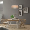 Ver imagem 3 de Luminária de Teto Pendente Cúpula Dupla Linho Pérola 40x16