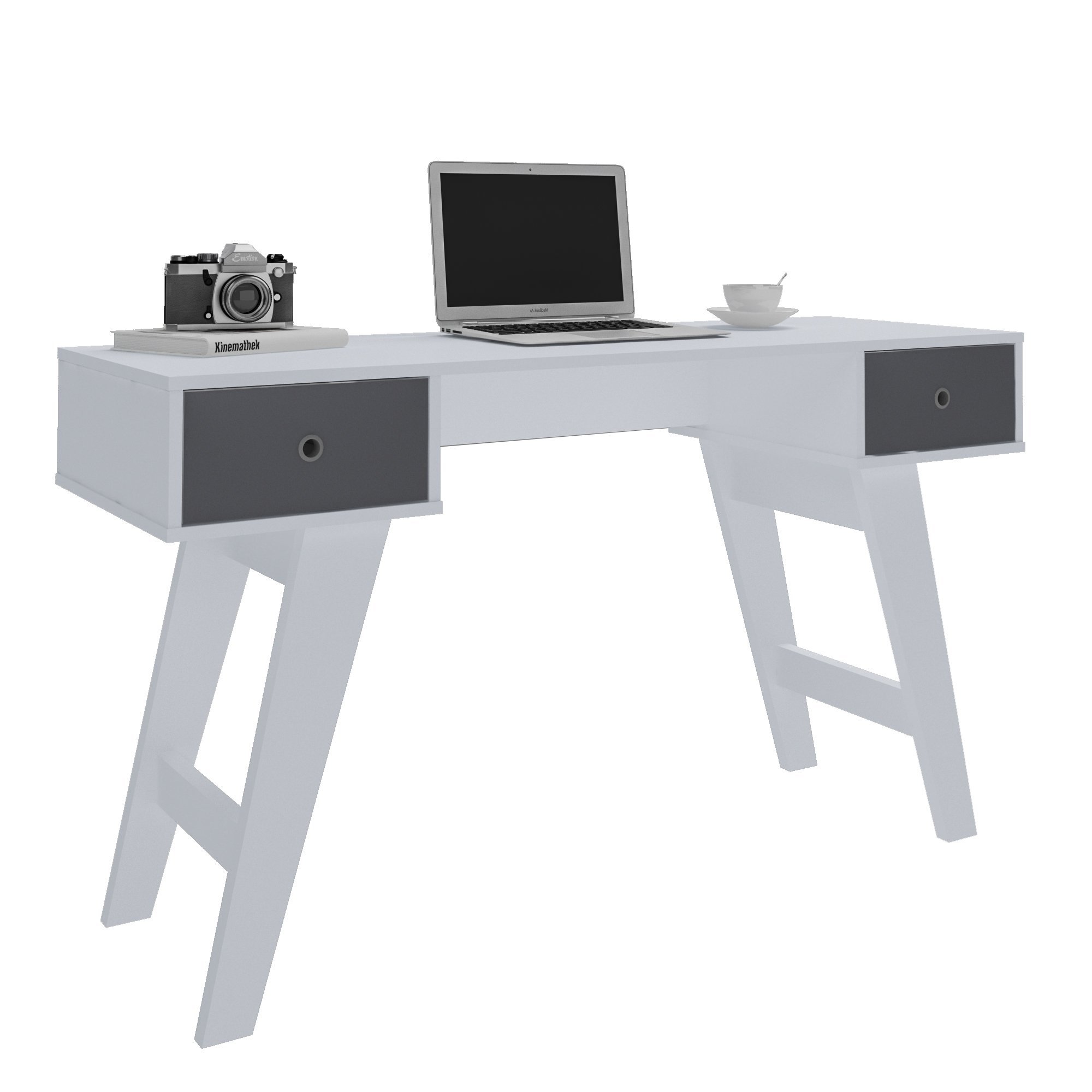 Mesa para Estudos Home Office Com Gavetas Paris Branca - 6