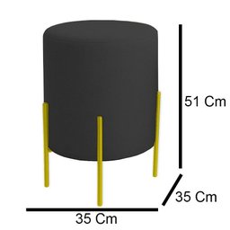 Puff Orgânico Boucle Thor com Pés de Ferro Dourado - 7 Decor Preto - 4